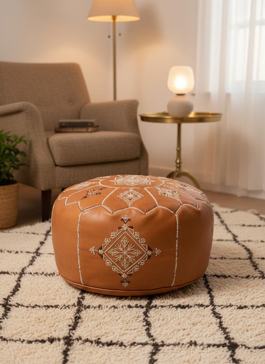 Leather Poufs