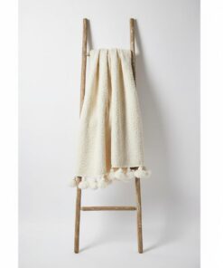 Handmade pom pom blanket from Morocco by Atlas Nomad